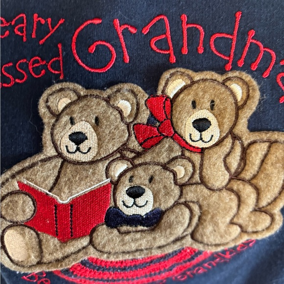 Women’s  Navy Blue Crewneck Sweater with Bear Design - Picture 2 of 3